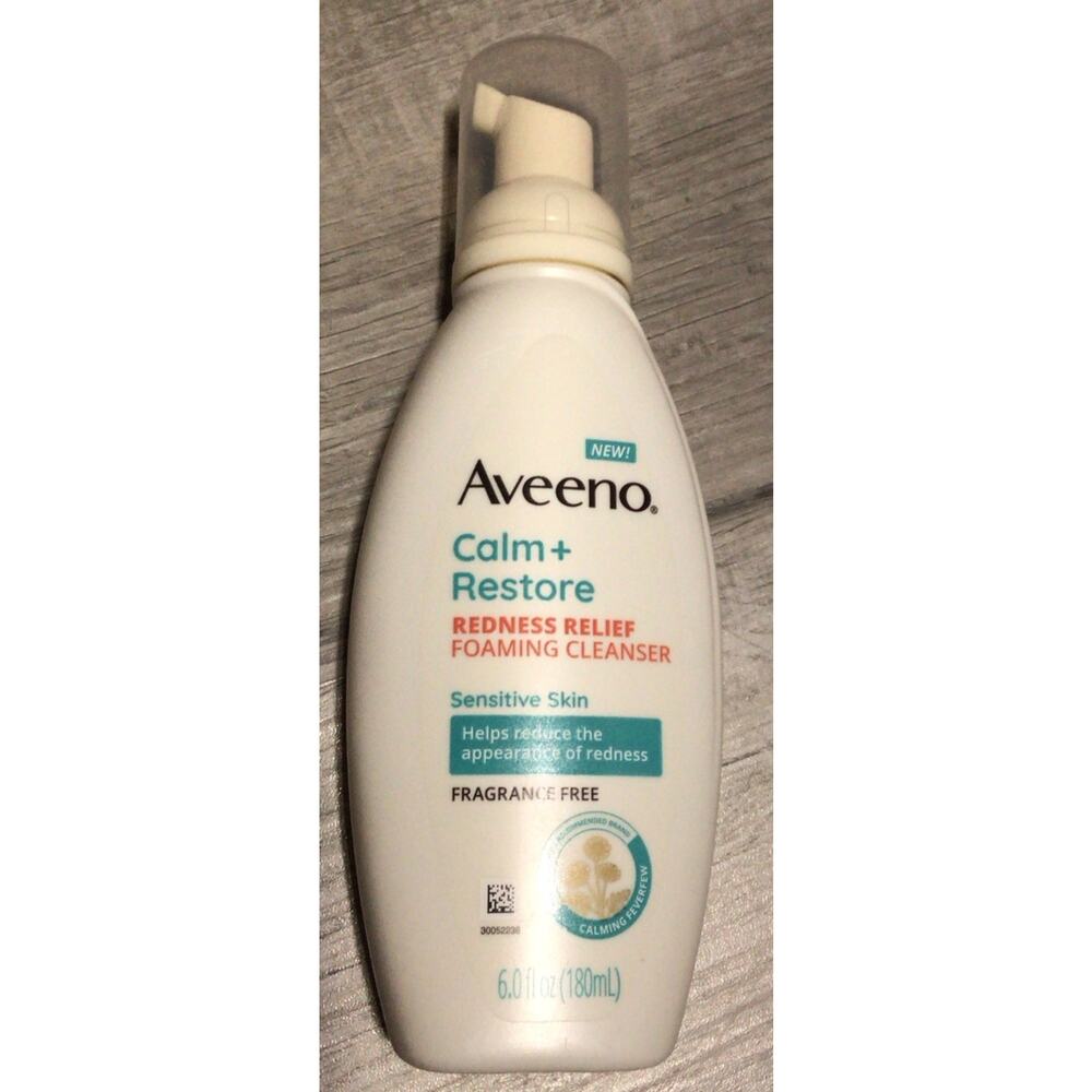 Aveeno Calm Restore Redness Relief Foaming Facial Cleanser 6 Fl Oz Sensitive New